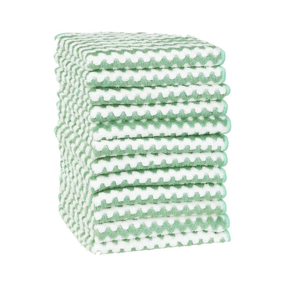 12 Pack Absorbent Reusable and Washable Clean Cloth 10" x 10" Green